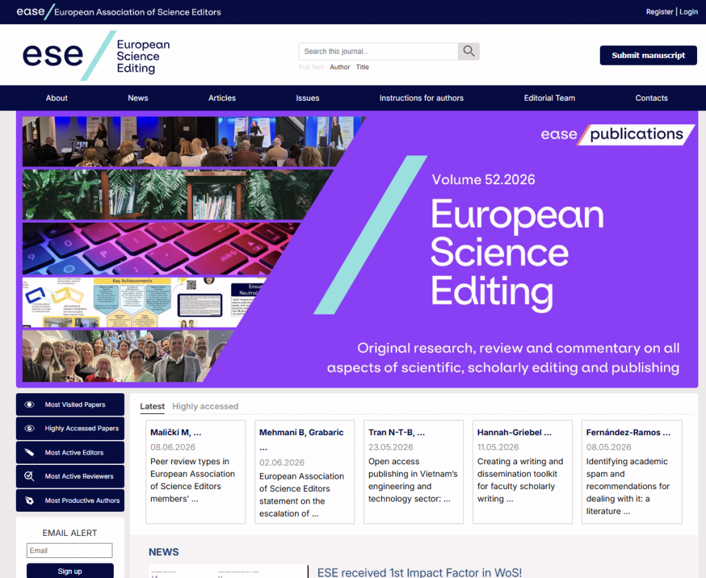 European Science Editing journal homepage.